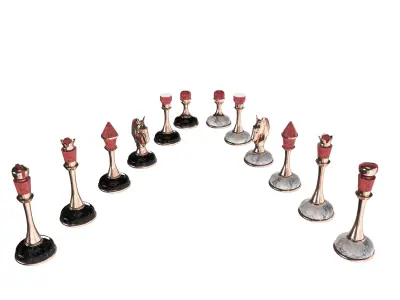 Chess board with pieces 3D model