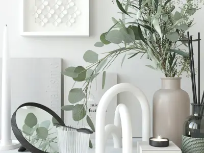 Decorative set with eucalyptus 3D model