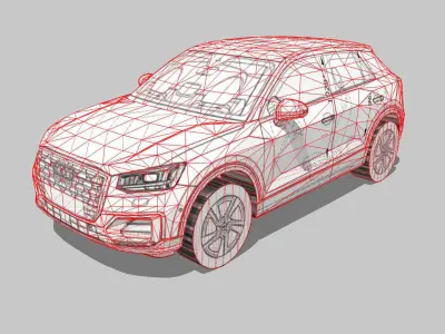 Audi Q2 3d blueprint Low-poly 3D model