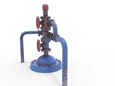 Oil Pumpjack Wellhead Weathered 1 Low-poly 3D model