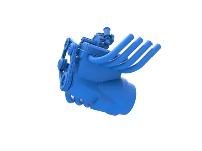 Engine V8 with Centrifugal blower V2 Scale 1 to 25 3D print model