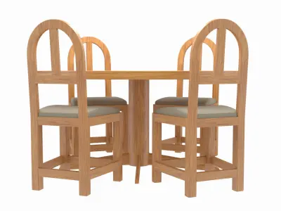 Wooden Coffee Table Set 3D model