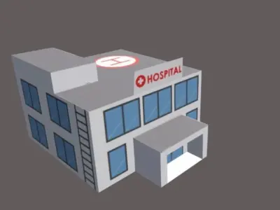 Hospital Low-poly 3D model Low-poly 3D model building Free low-poly 3D model