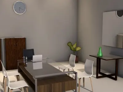 office with glass table and chairs Low-poly 3D model