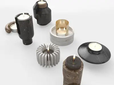 oOumm Candle Holders Decor Set 3D model