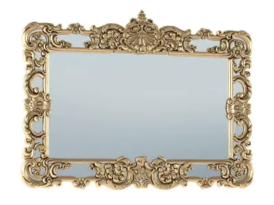 Classic mirror in a carved gold frame 3D model