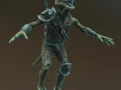 Kobold Lizard rigged for games Low-poly 3D model