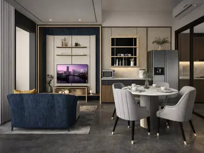 LIVING DINING PANTRY Low-poly 3D model