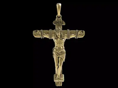 Handmade Gold-Siler Jesus crucifix pendant 3D print model