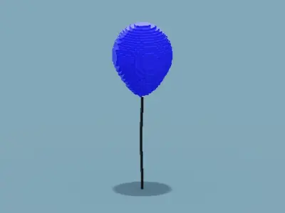 Voxel Blue Balloon Low-poly 3D model