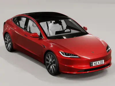 Tesla Model 3 2024 With Interior 3D model purchase