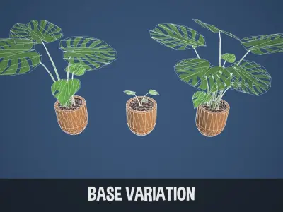 Stylized Monstera Swiss Cheese Plant Low-poly 3D model