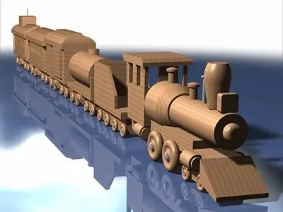 Wooden Train Toy 3D model