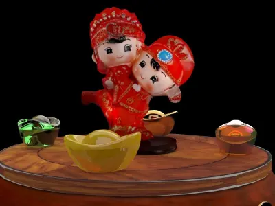 Chinese wedding couple  3D model