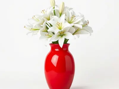 Luminous Red Vase with White Lilies model pack Low-poly 3D model
