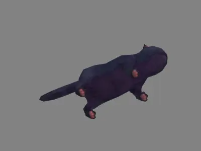 Cartoon black fat cat Low-poly 3D model