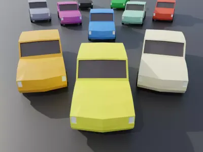 Low Poly Car with Multiple Textures Low-poly 3D model