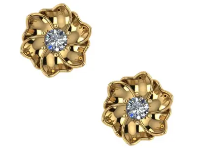 flower earing diamond in center  3D print model