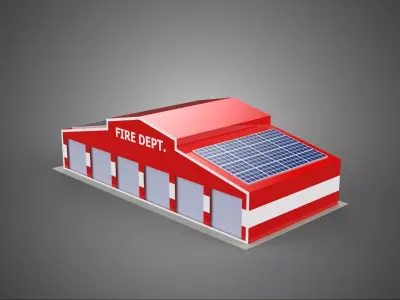 SOLAR ROOF FIRE ENGINE GARAGE STATION FIREHOUSE DOOR DEPARTMENT 3D model