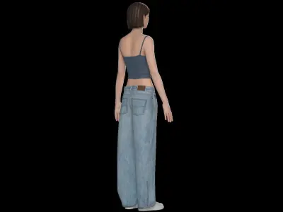Female denim jean tank 3D model