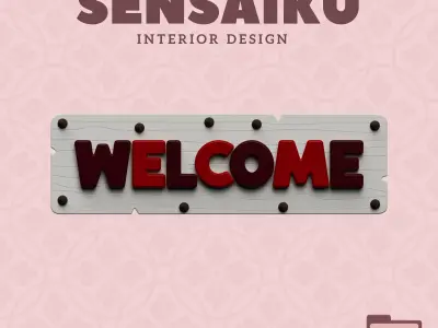 Welcome Door Sign 3D Print File for DIY Home Decor Sensaiku 3D print model