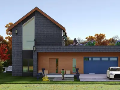 Modern House Plan  Low-poly 3D model purchase