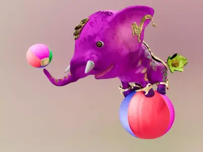 fantasy circus elephant Low-poly 3D model