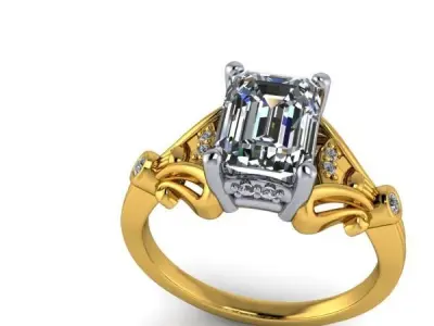 Vintage Emerald Cut Solitaire Fashion Classic Design Ring 3D print model