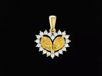 Luxury Heart Shape Diamond Pendant Jewelry 227 3D print model