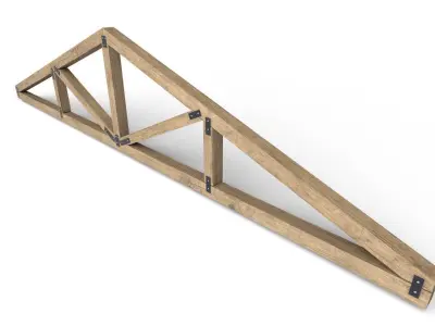 Wooden Roof Truss 04 Low-poly 3D model