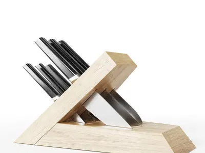 Black 6-Piece Knife Block Set 3D model