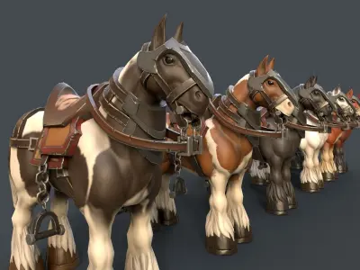 Stylized Horse Low-poly 3D model purchase