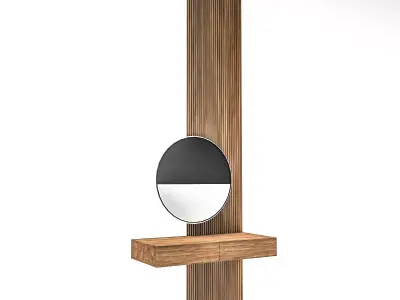 The modern decorative bathroom mirror and sink Low-poly 3D model