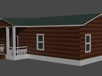 American wooden house Free low-poly 3D model