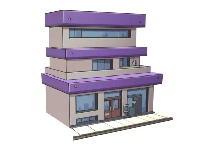 Cartoon Building Low-poly 3D model