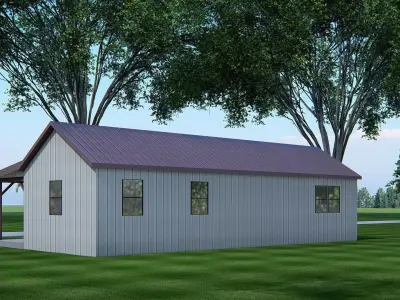 Modern Barndominium 3D Model  Barn Style Residence Design 3D model