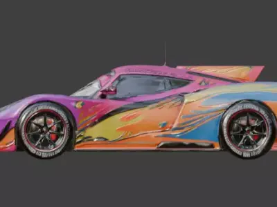 Pink Cartoon Race Car 3D Model Low-poly 3D model