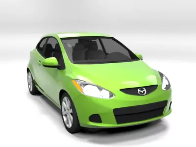 MAZDA 2 3DR 2009 LOWPOLY Low-poly 3D model