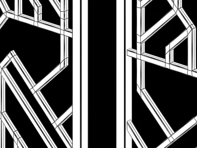 Decorative gold plaster partition screen with geometric pattern 3D model purchase