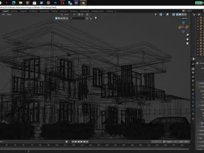Flat-Roofed One-Story Building Low-poly 3D model
