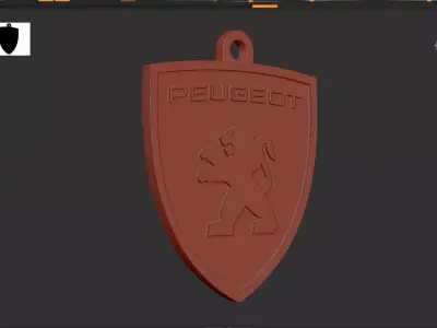 Peugeot logo key ring 02 3D print model