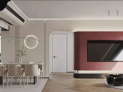 Modern living room dining room interior scenes 574 3D model