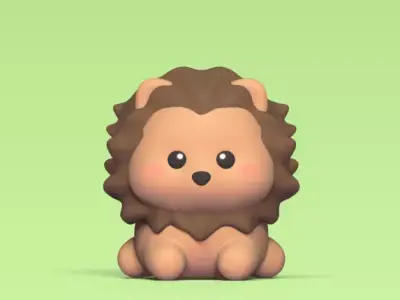 Cute Lying Lion 3D print model