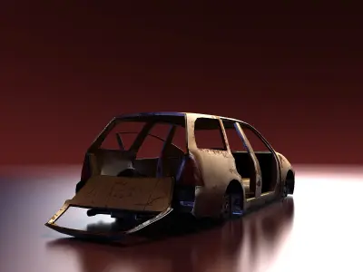Junkyard Station Wagon Low-poly 3D model