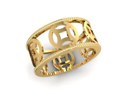 Geometric Hollow Wide Band Ring 2088 3D print model