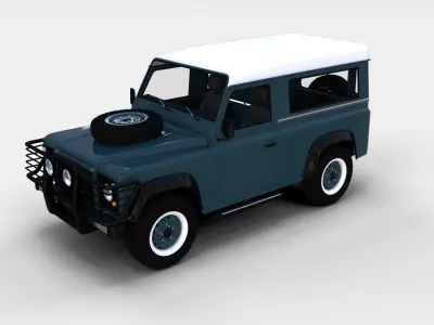 Land Rover Defender 90 Station Wagon w interior rev 3D model
