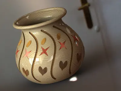 Pot vase with hearts Free 3D model