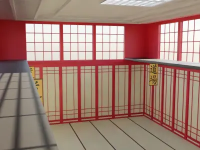 Kung-Fu Hall Low-poly 3D model