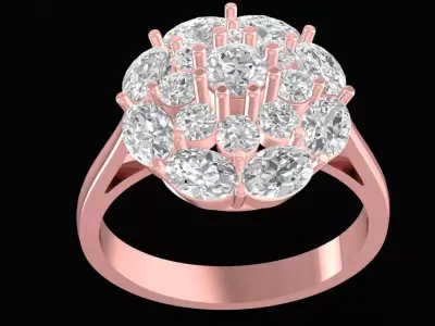 Luxury Floral Cluster Diamond Ring for Women 2431 3D print model