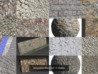 Decorative Stone Set 3D Model Collection